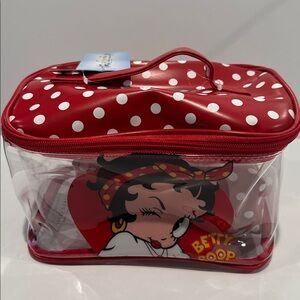 NWT Betty Boop (2) Piece Zipper Waterproof Cosmetics Bags with top handle.